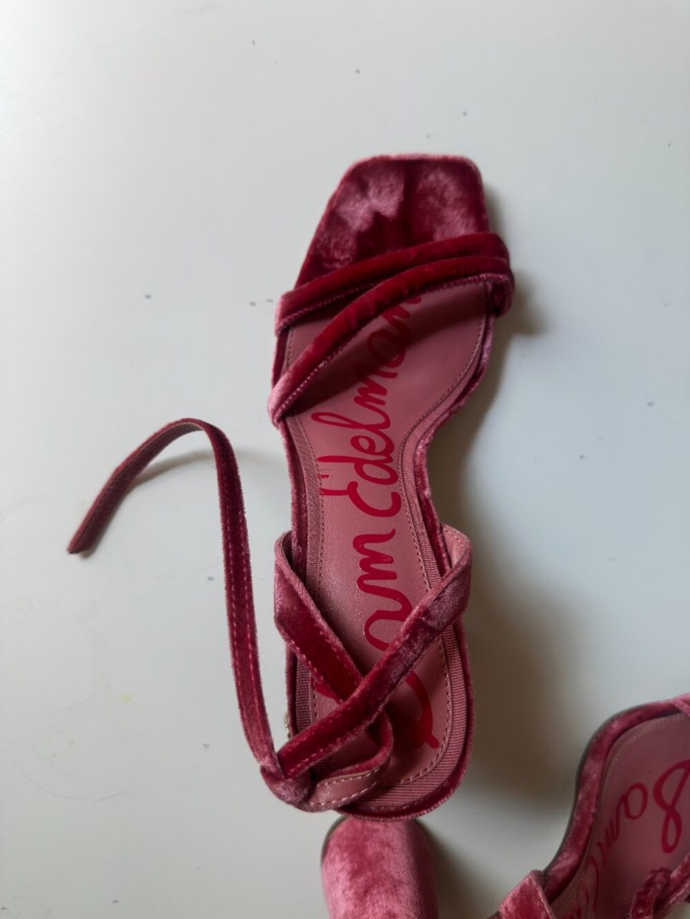 Pink Crushed Velvet Kia Block Heels (size 8, like new) - Picture 2 of 14